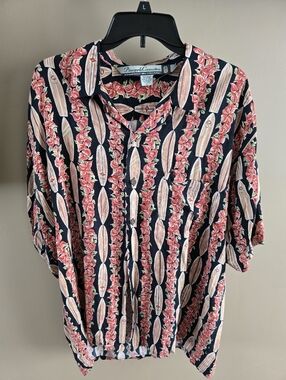 Vintage Pineapple Connection Hawaiian Shirt Surfboard Print Button-Up XL